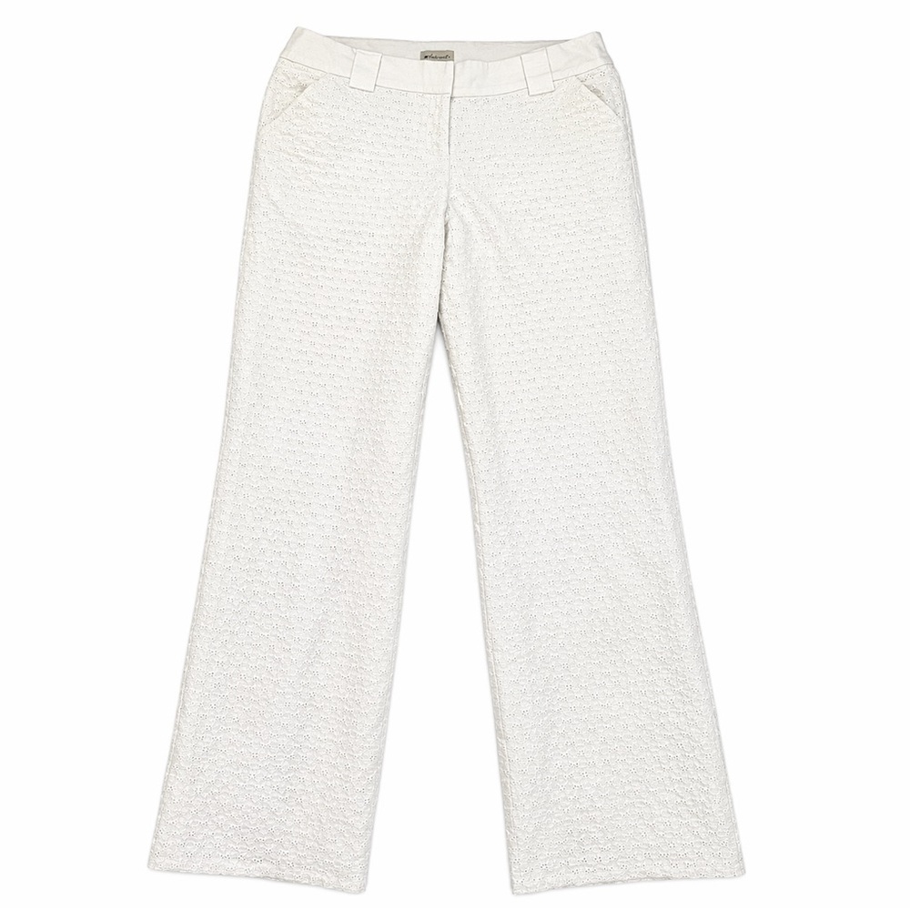 Elevenses Anthropologie White Eyelet Pants Sz 4 Wide Leg Summer - Picture 2 of 6